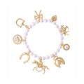 Equestrian Multi Charm Pearl Stretch Bracelet Ivory