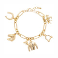 Blazing Saddles Equestrian Charm Bracelet Shiny Gold