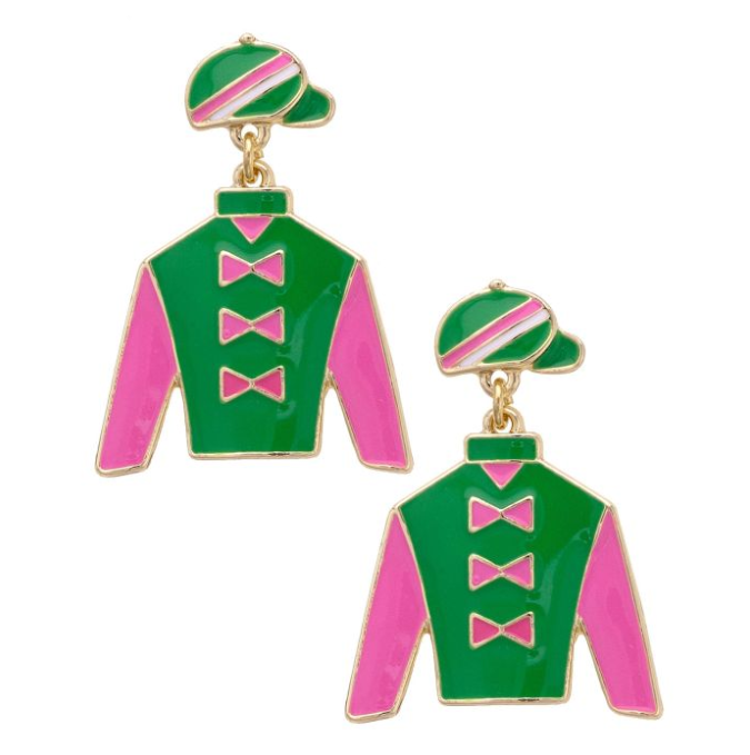 Wild Again Pegasus Jockey Silk Drop Earrings