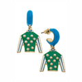 Freckles Jockey Silk Huggie Drop Earrings in Blue & Green
